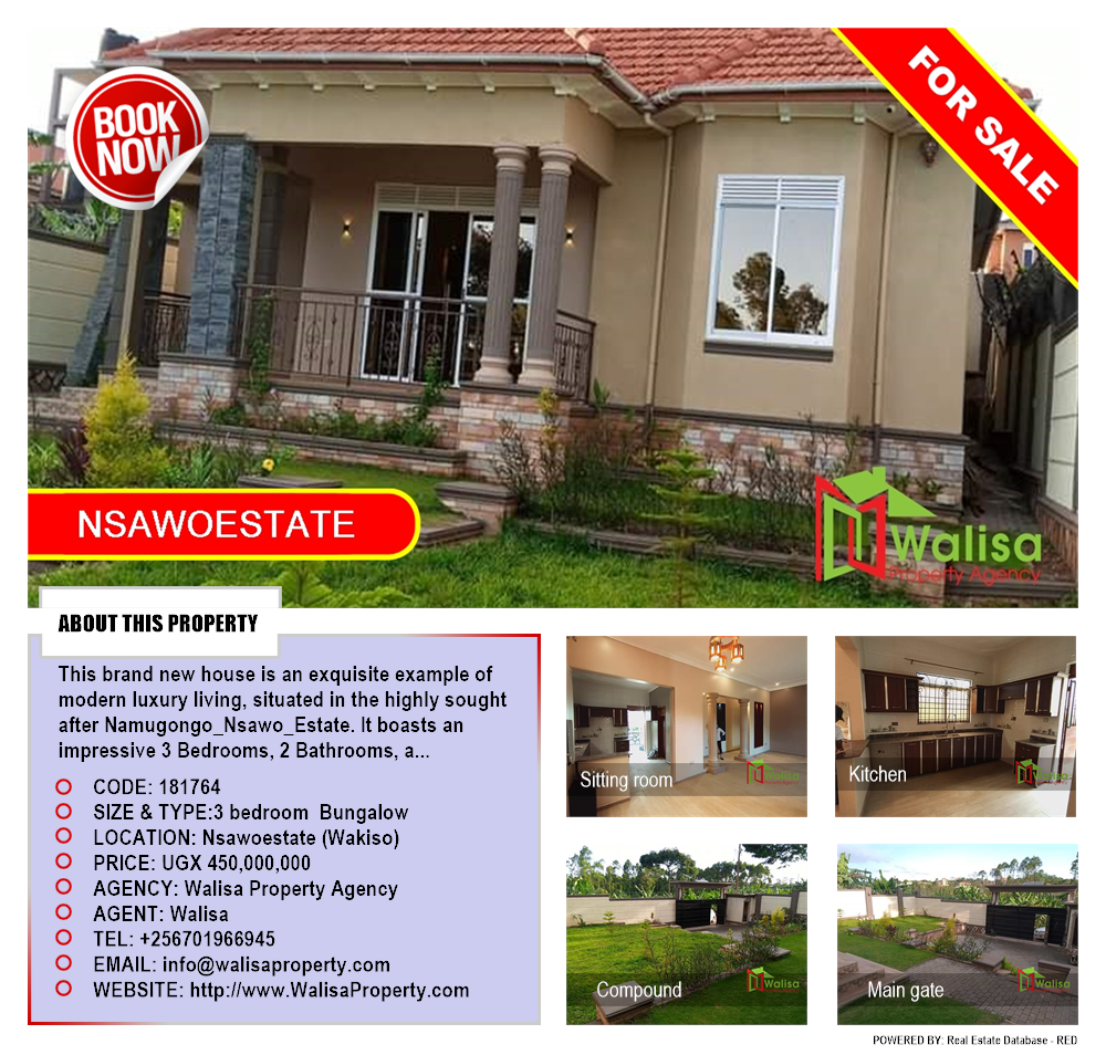 3 bedroom Bungalow  for sale in Nsawoestate Wakiso Uganda, code: 181764