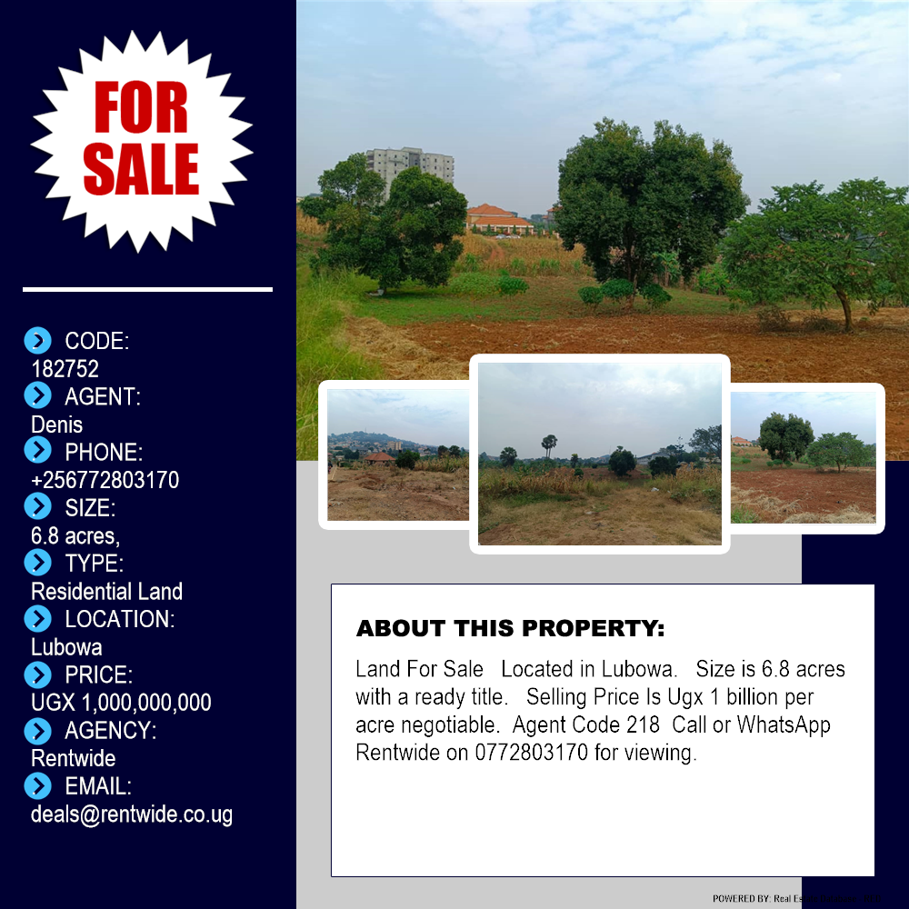 Residential Land  for sale in Lubowa Wakiso Uganda, code: 182752