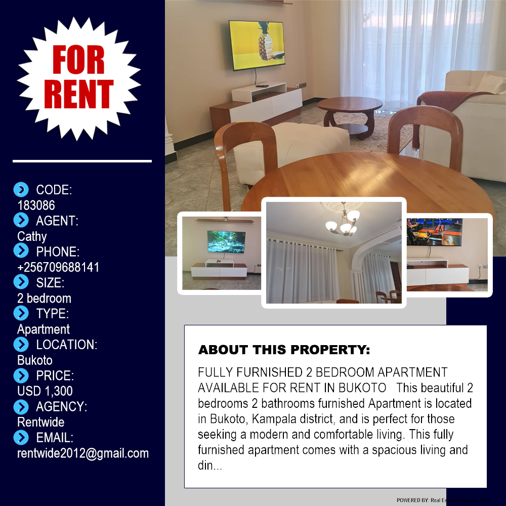 2 bedroom Apartment  for rent in Bukoto Kampala Uganda, code: 183086