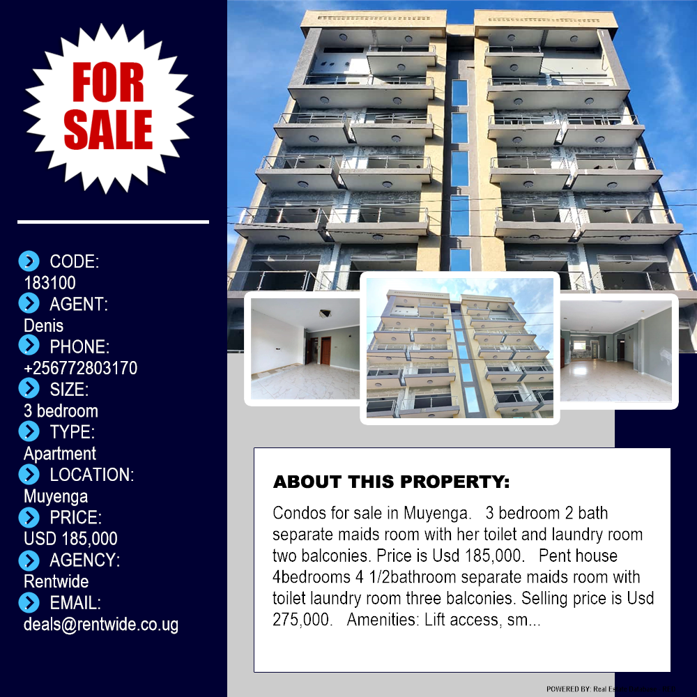 3 bedroom Apartment  for sale in Muyenga Kampala Uganda, code: 183100