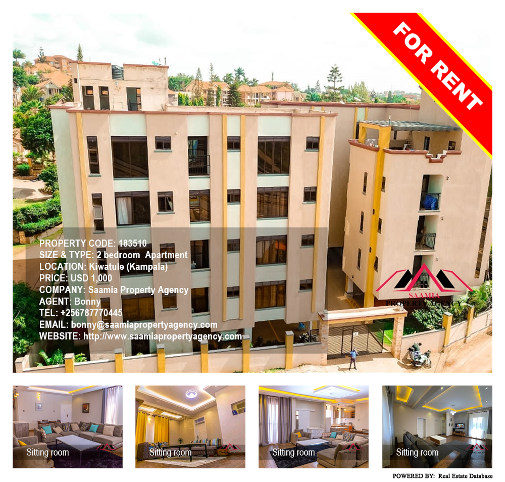 2 bedroom Apartment  for rent in Kiwaatule Kampala Uganda, code: 183510