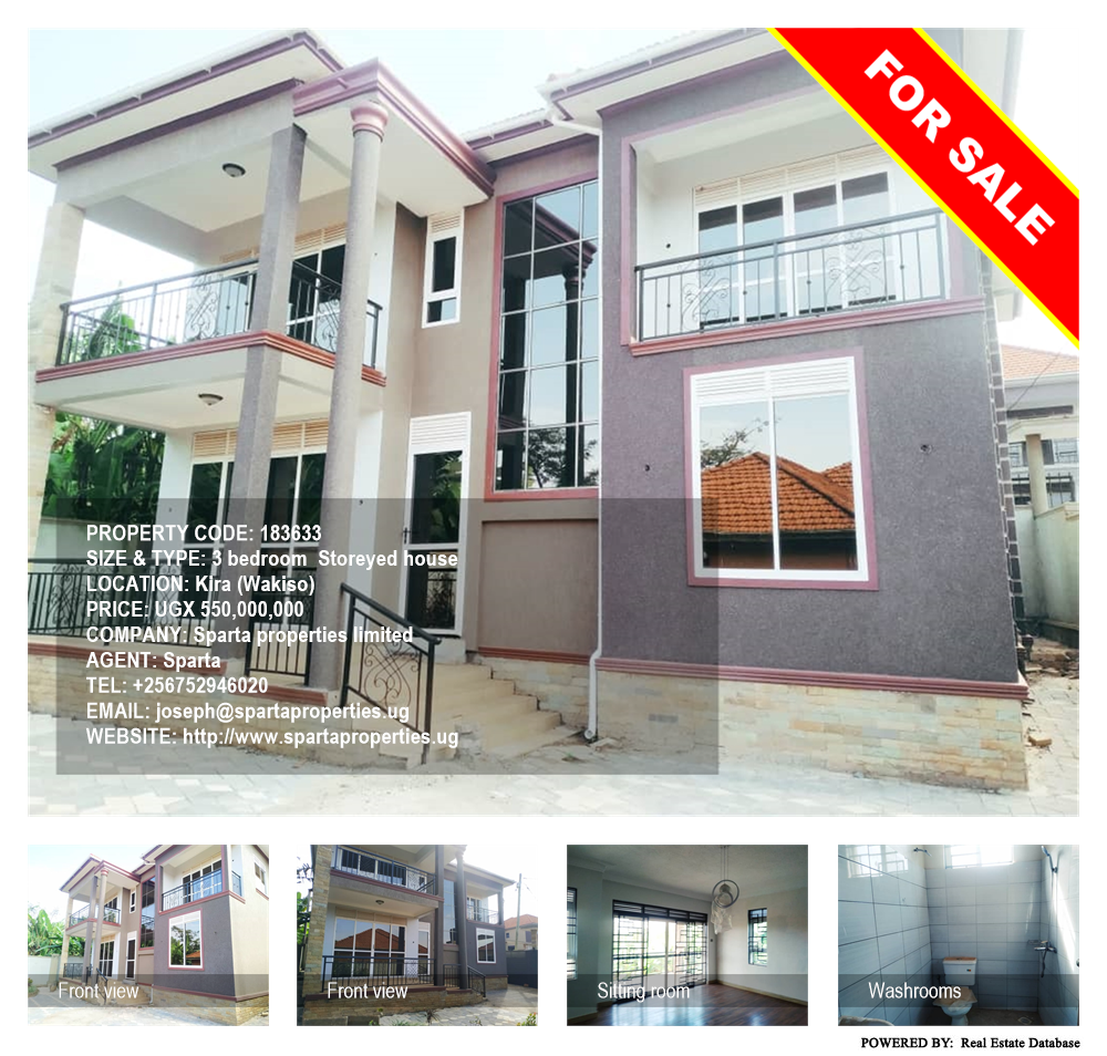 3 bedroom Storeyed house  for sale in Kira Wakiso Uganda, code: 183633