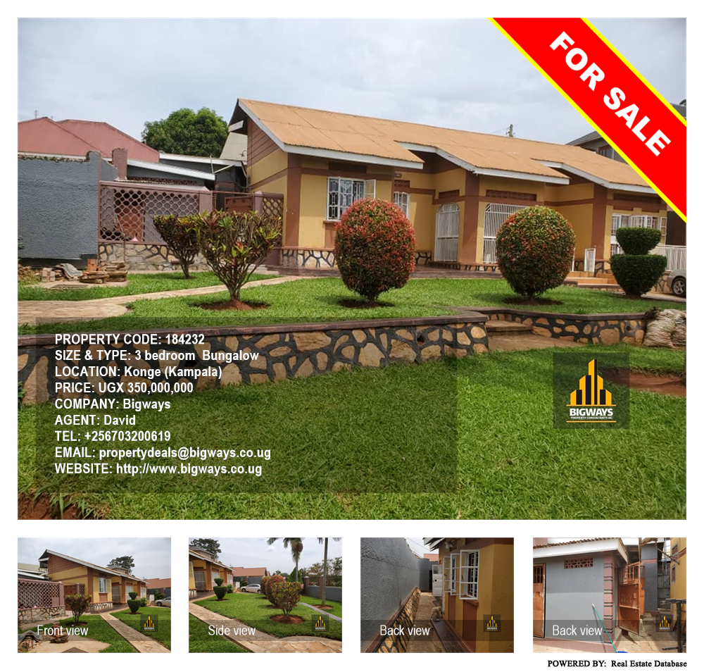 3 bedroom Bungalow  for sale in Konge Kampala Uganda, code: 184232