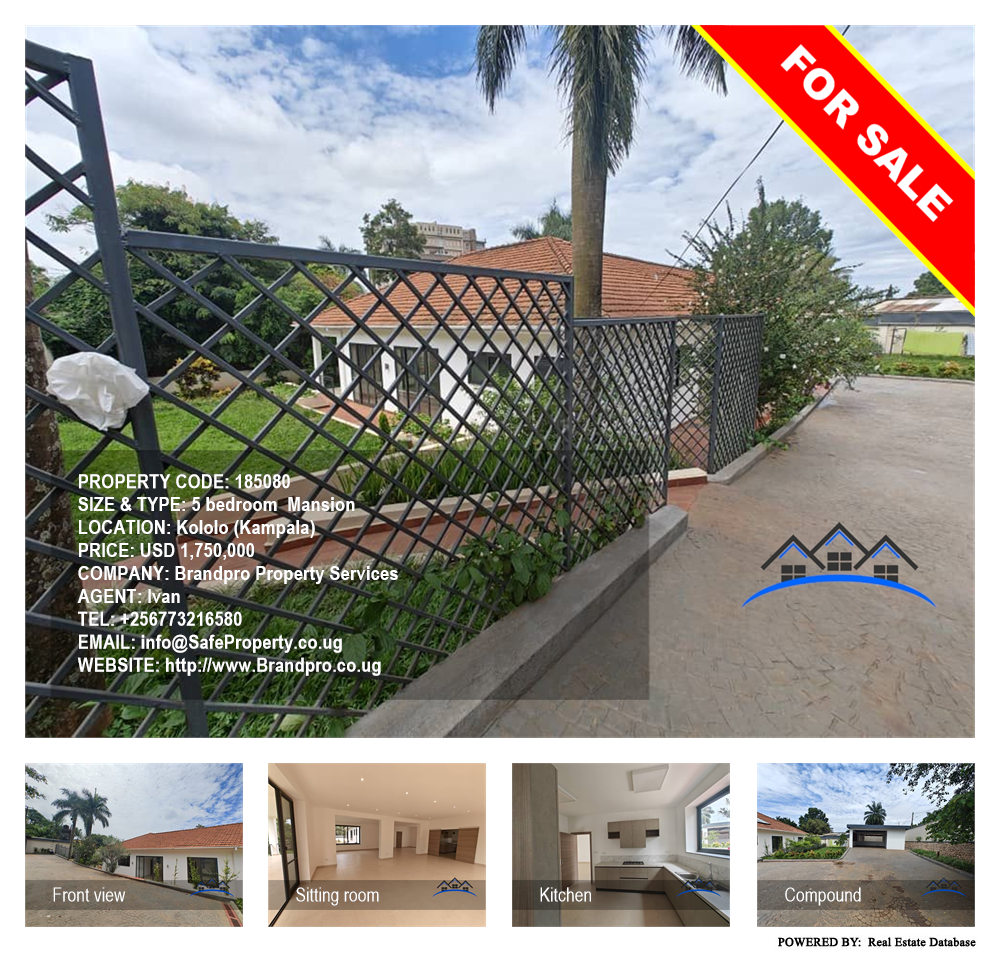 5 bedroom Mansion  for sale in Kololo Kampala Uganda, code: 185080