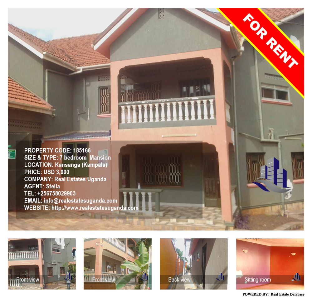 7 bedroom Mansion  for rent in Kansanga Kampala Uganda, code: 185166