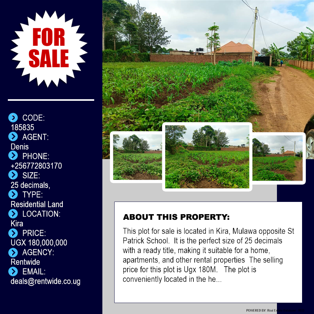 Residential Land  for sale in Kira Wakiso Uganda, code: 185835