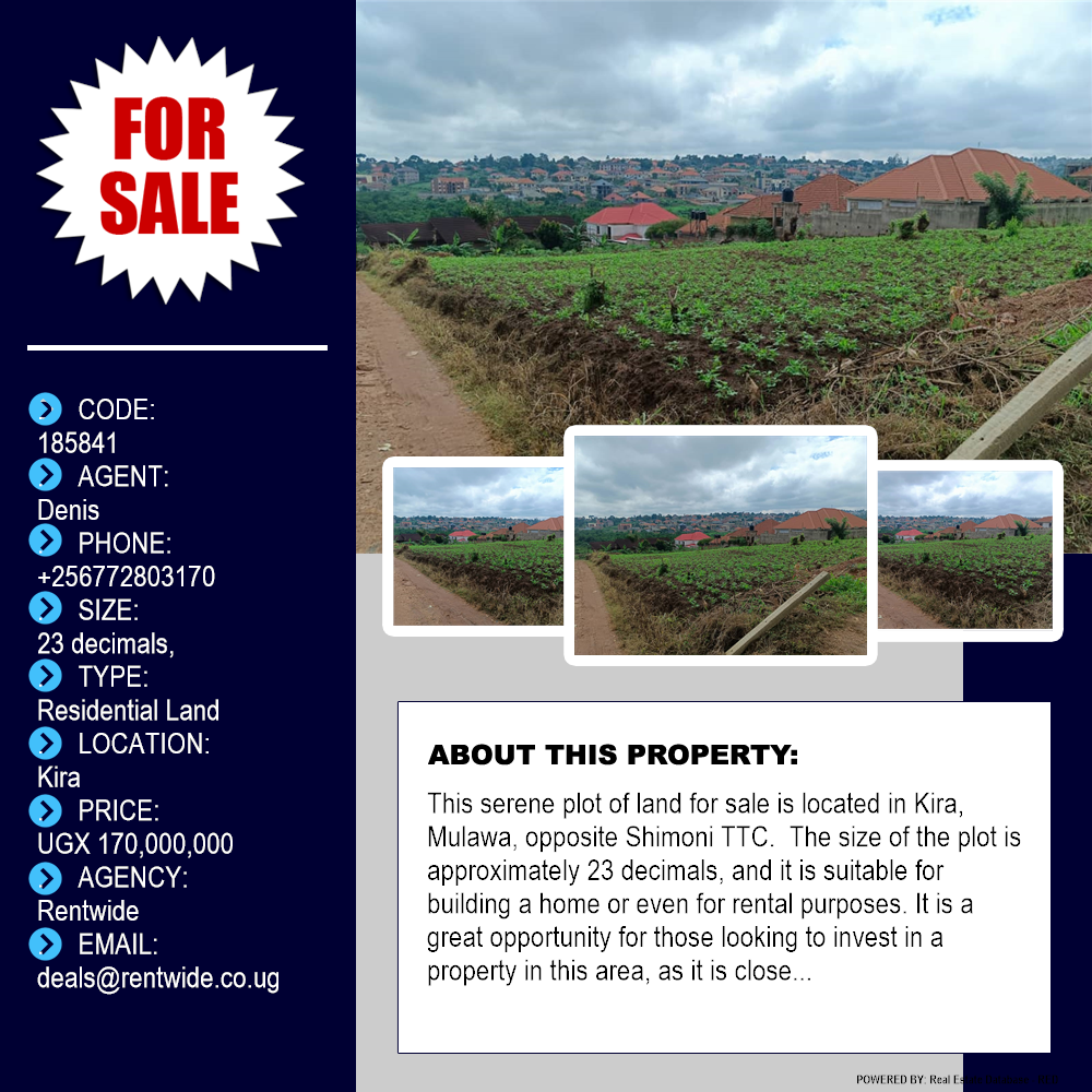 Residential Land  for sale in Kira Wakiso Uganda, code: 185841