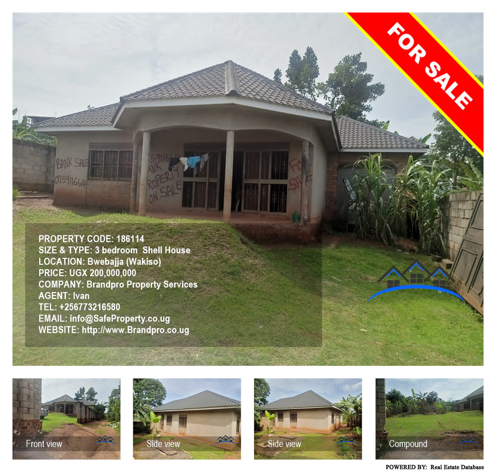 3 bedroom Shell House  for sale in Bwebajja Wakiso Uganda, code: 186114