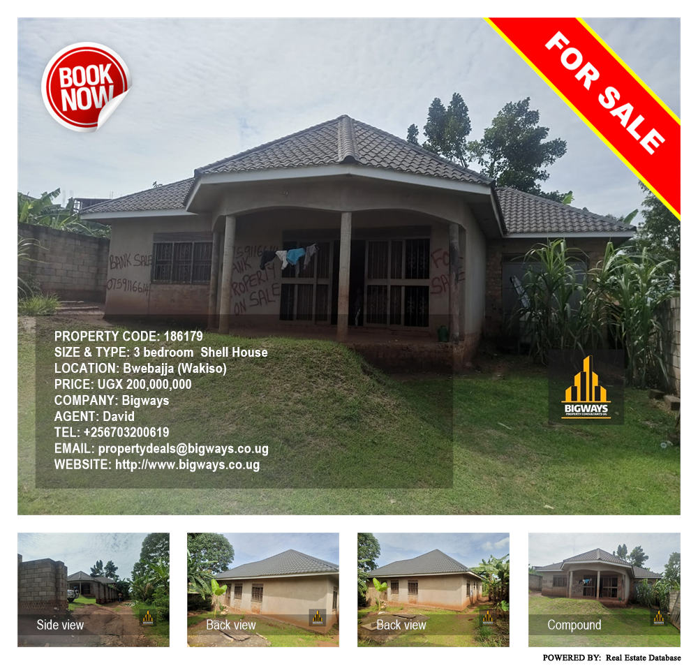 3 bedroom Shell House  for sale in Bwebajja Wakiso Uganda, code: 186179