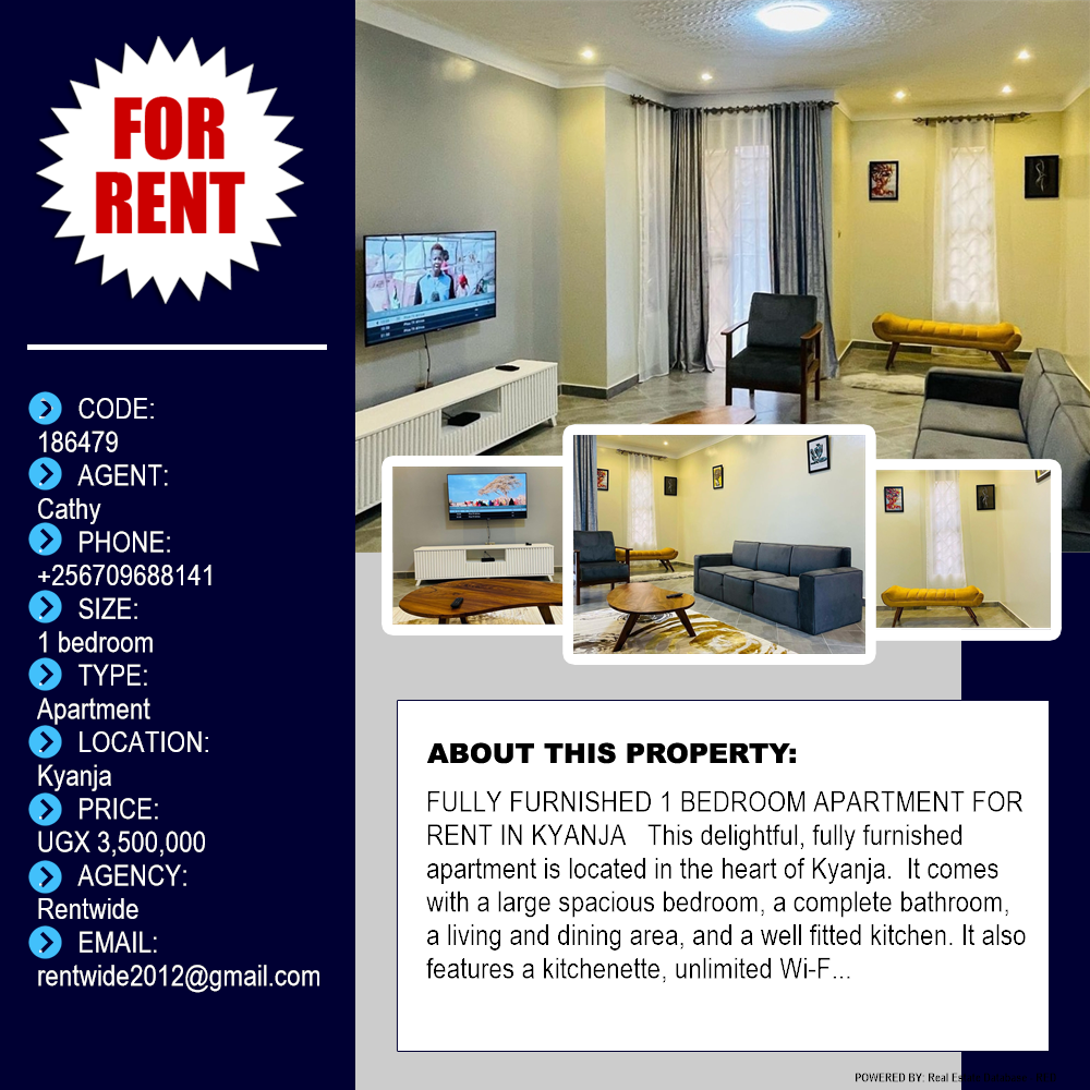 1 bedroom Apartment  for rent in Kyanja Kampala Uganda, code: 186479