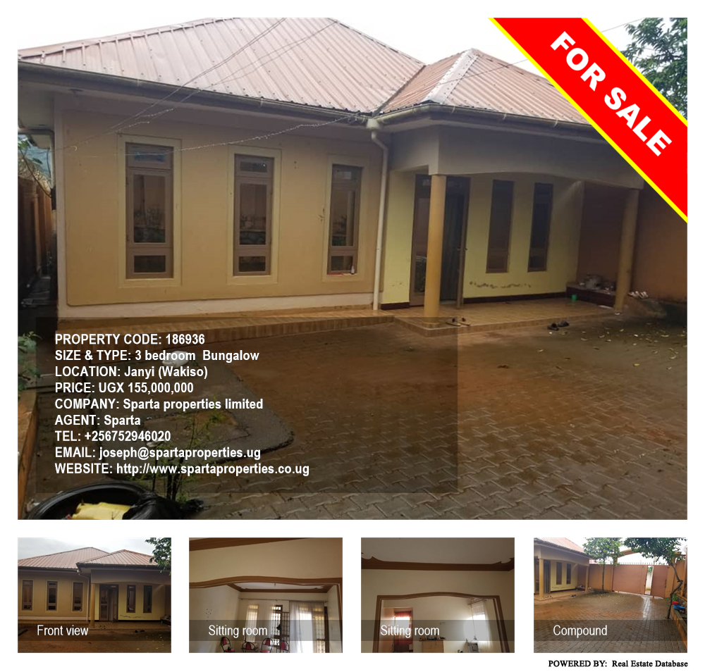 3 bedroom Bungalow  for sale in Janyi Wakiso Uganda, code: 186936