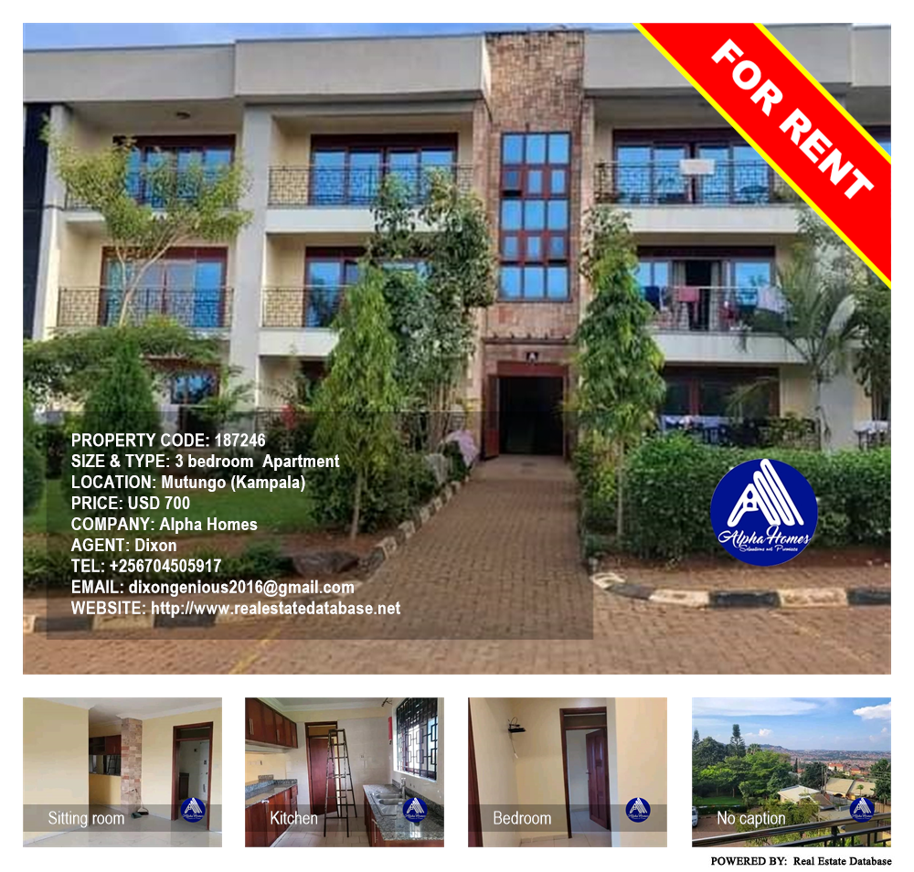 3 bedroom Apartment  for rent in Mutungo Kampala Uganda, code: 187246