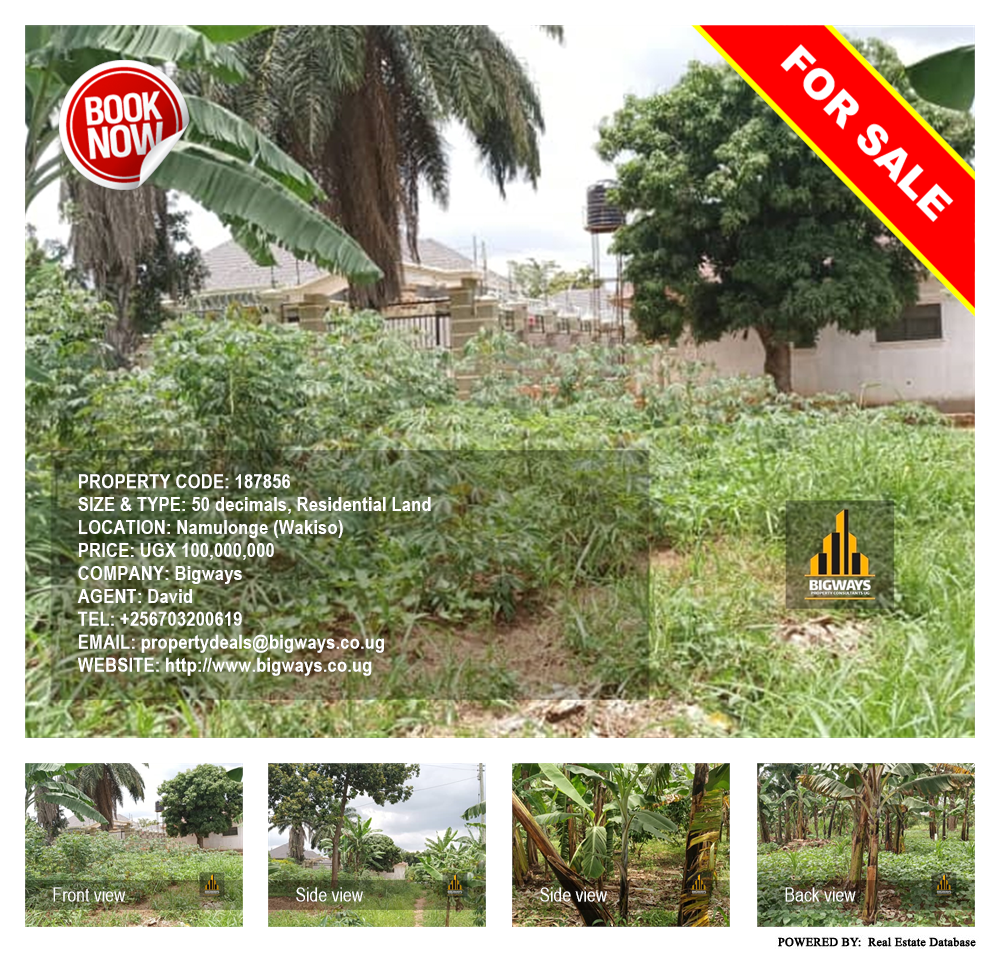 Residential Land  for sale in Namulonge Wakiso Uganda, code: 187856