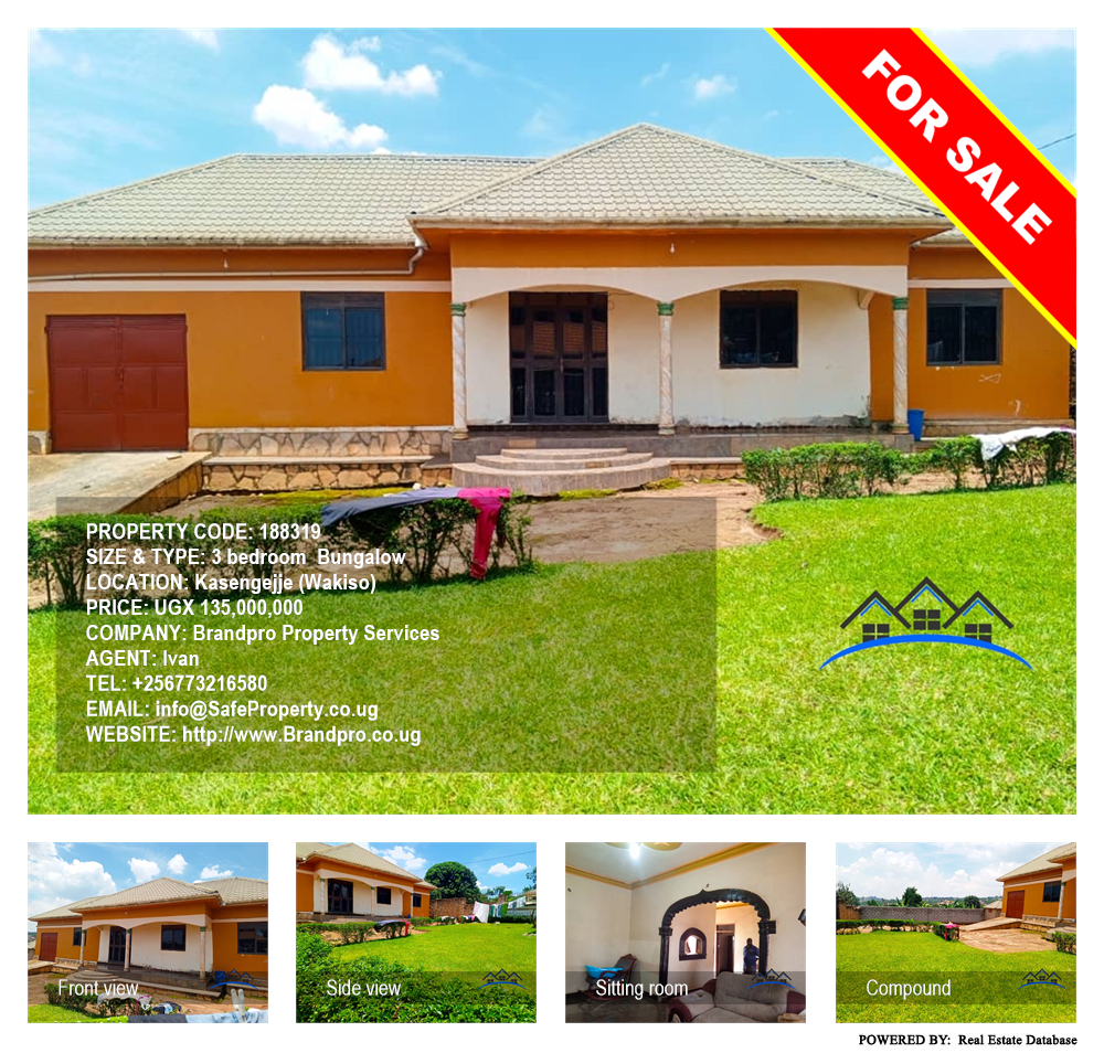 3 bedroom Bungalow  for sale in Kasengejje Wakiso Uganda, code: 188319