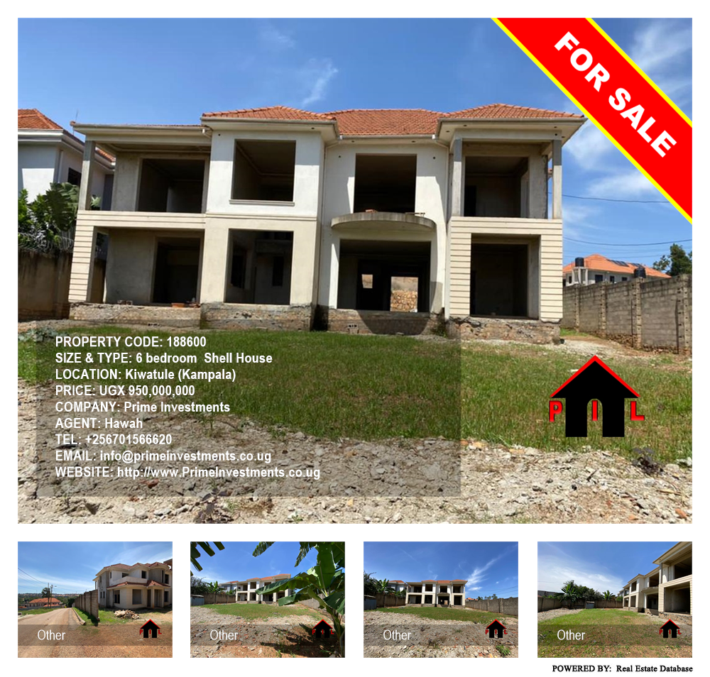 6 bedroom Shell House  for sale in Kiwaatule Kampala Uganda, code: 188600