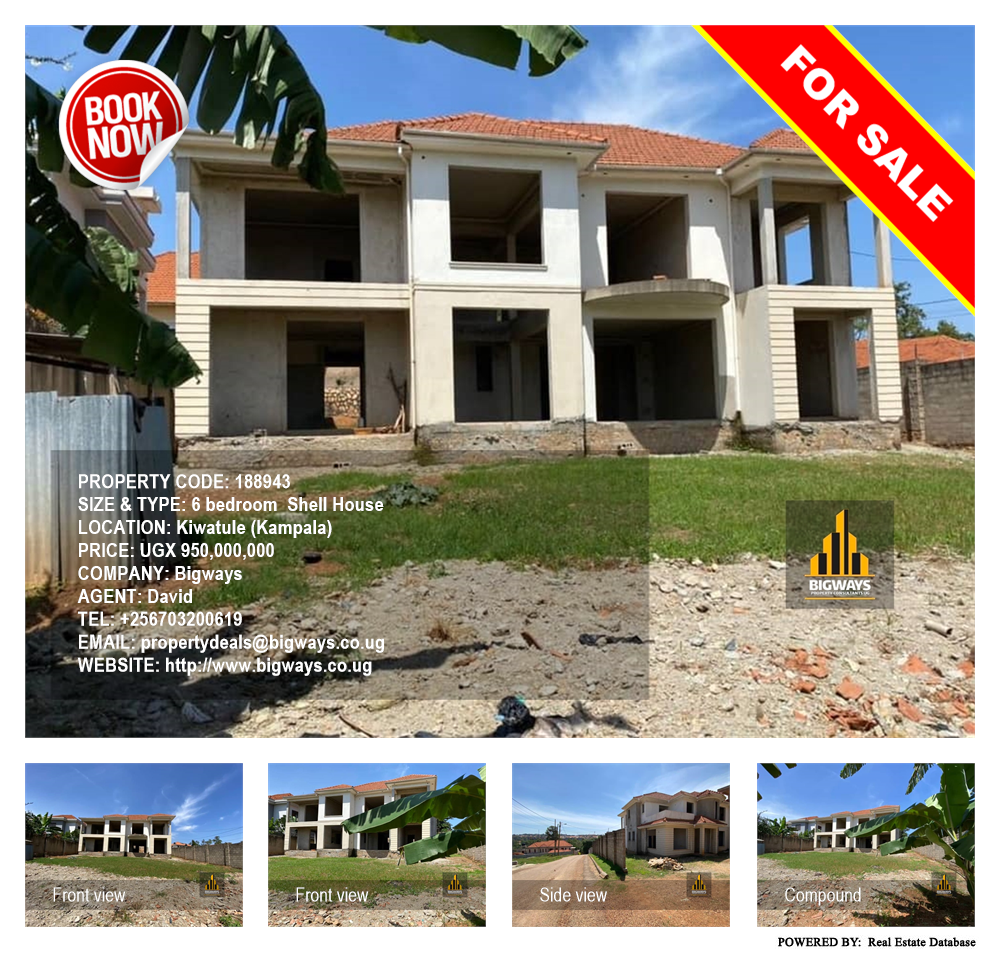 6 bedroom Shell House  for sale in Kiwaatule Kampala Uganda, code: 188943