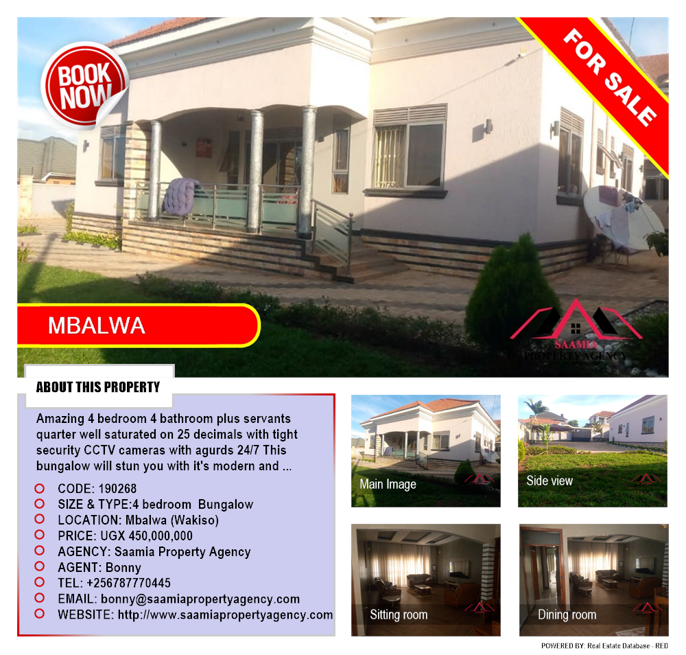 4 bedroom Bungalow  for sale in Mbalwa Wakiso Uganda, code: 190268