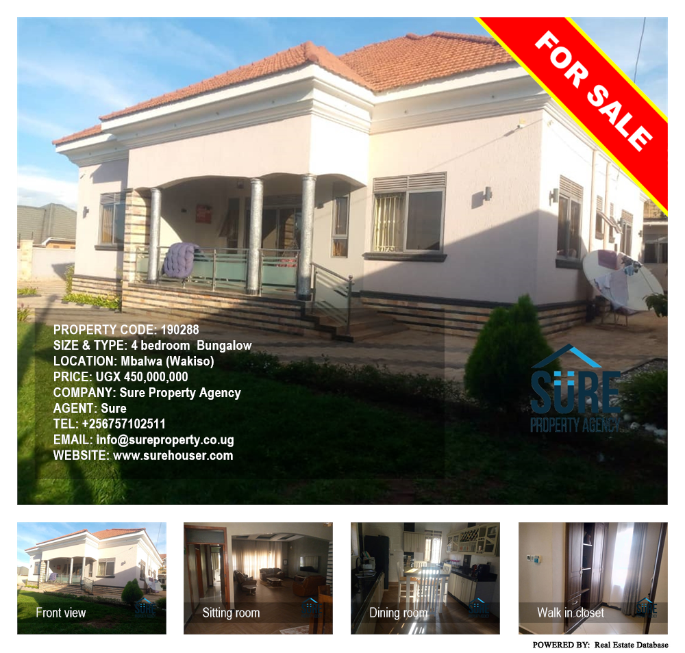 4 bedroom Bungalow  for sale in Mbalwa Wakiso Uganda, code: 190288