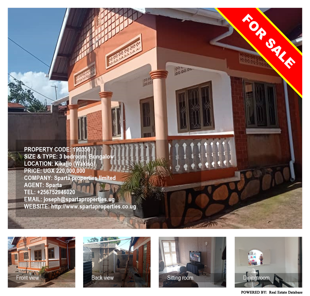 3 bedroom Bungalow  for sale in Kikajjo Wakiso Uganda, code: 190356