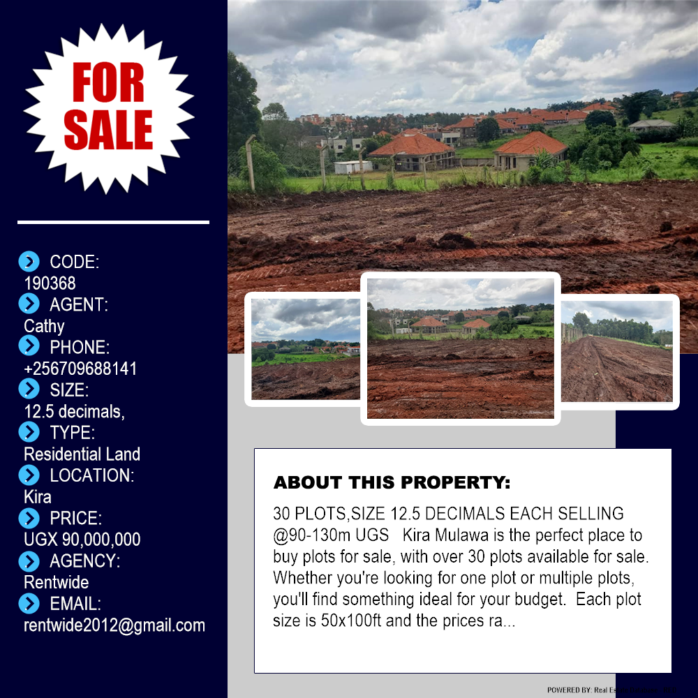 Residential Land  for sale in Kira Wakiso Uganda, code: 190368