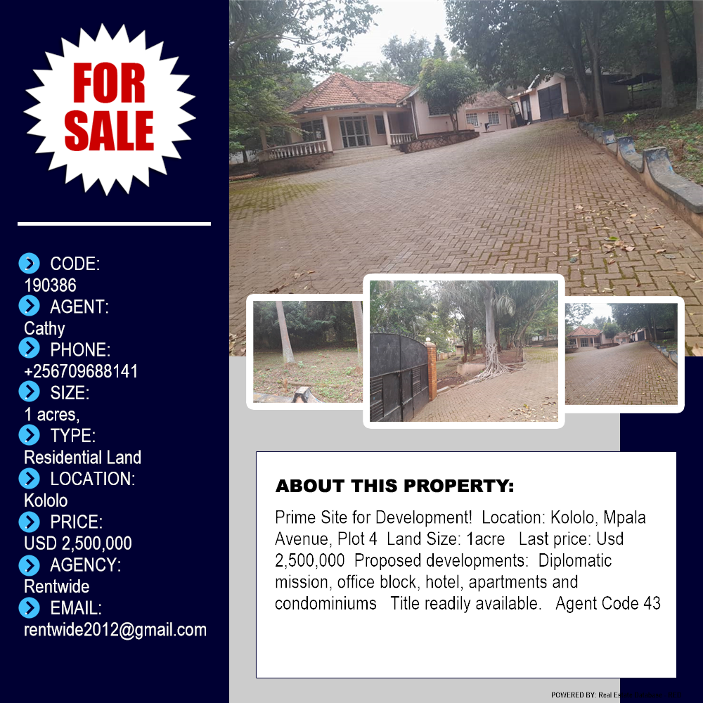 Residential Land  for sale in Kololo Kampala Uganda, code: 190386