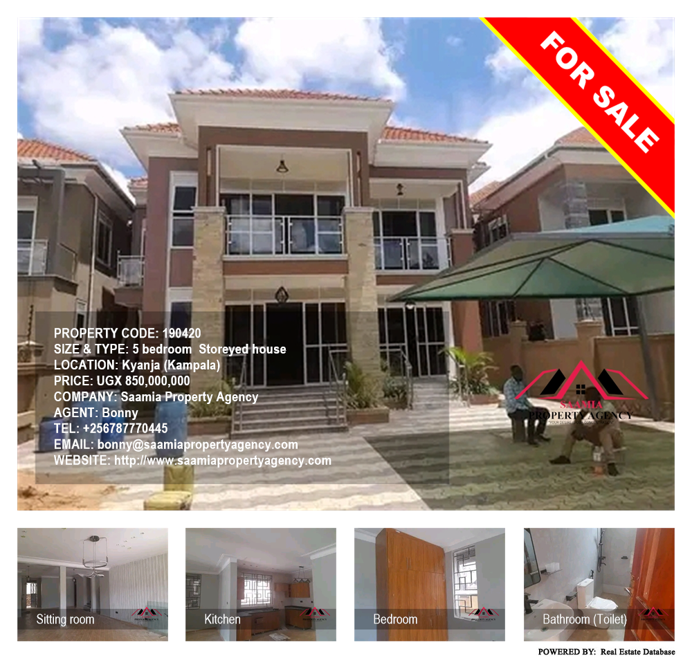 5 bedroom Storeyed house  for sale in Kyanja Kampala Uganda, code: 190420