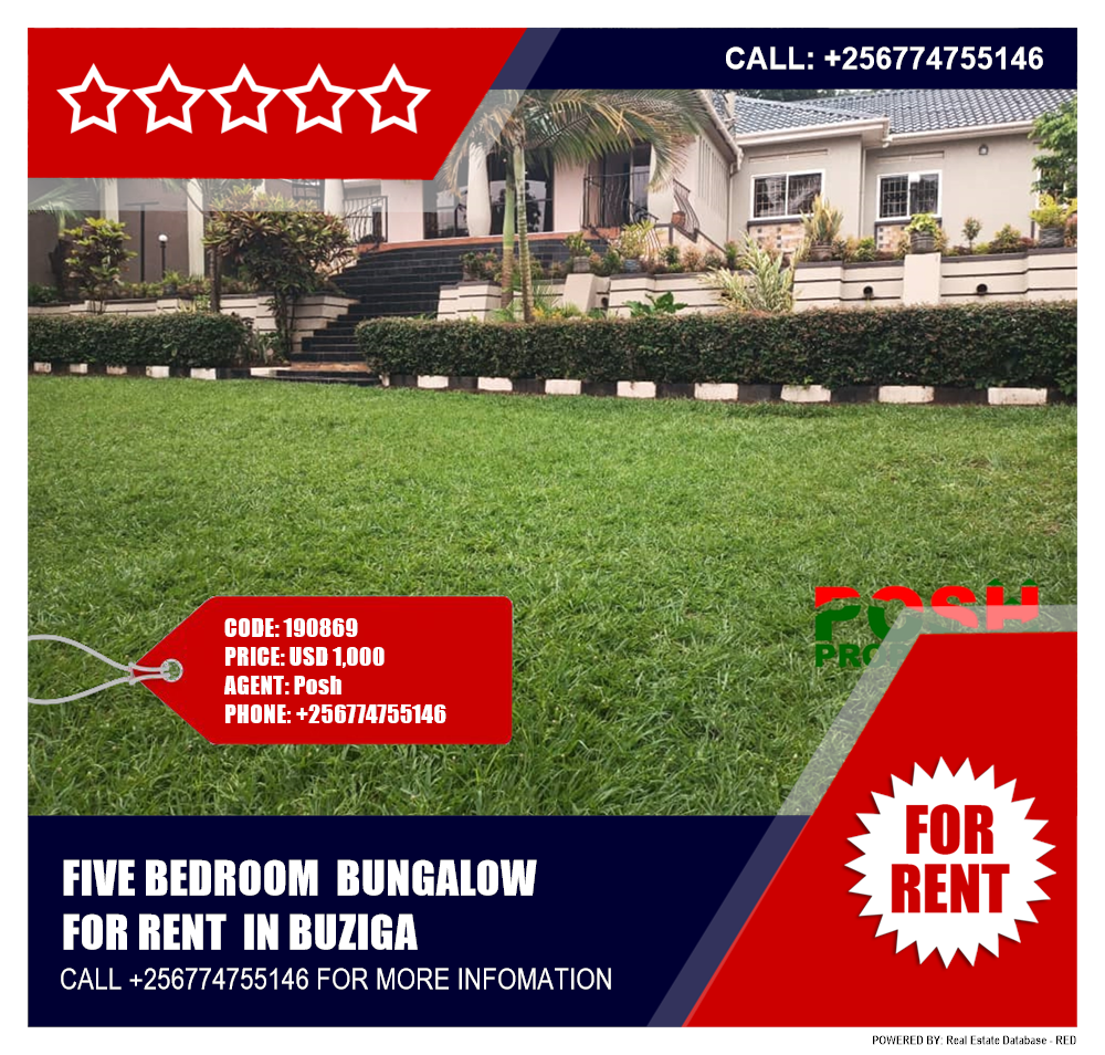 5 bedroom Bungalow  for rent in Buziga Kampala Uganda, code: 190869