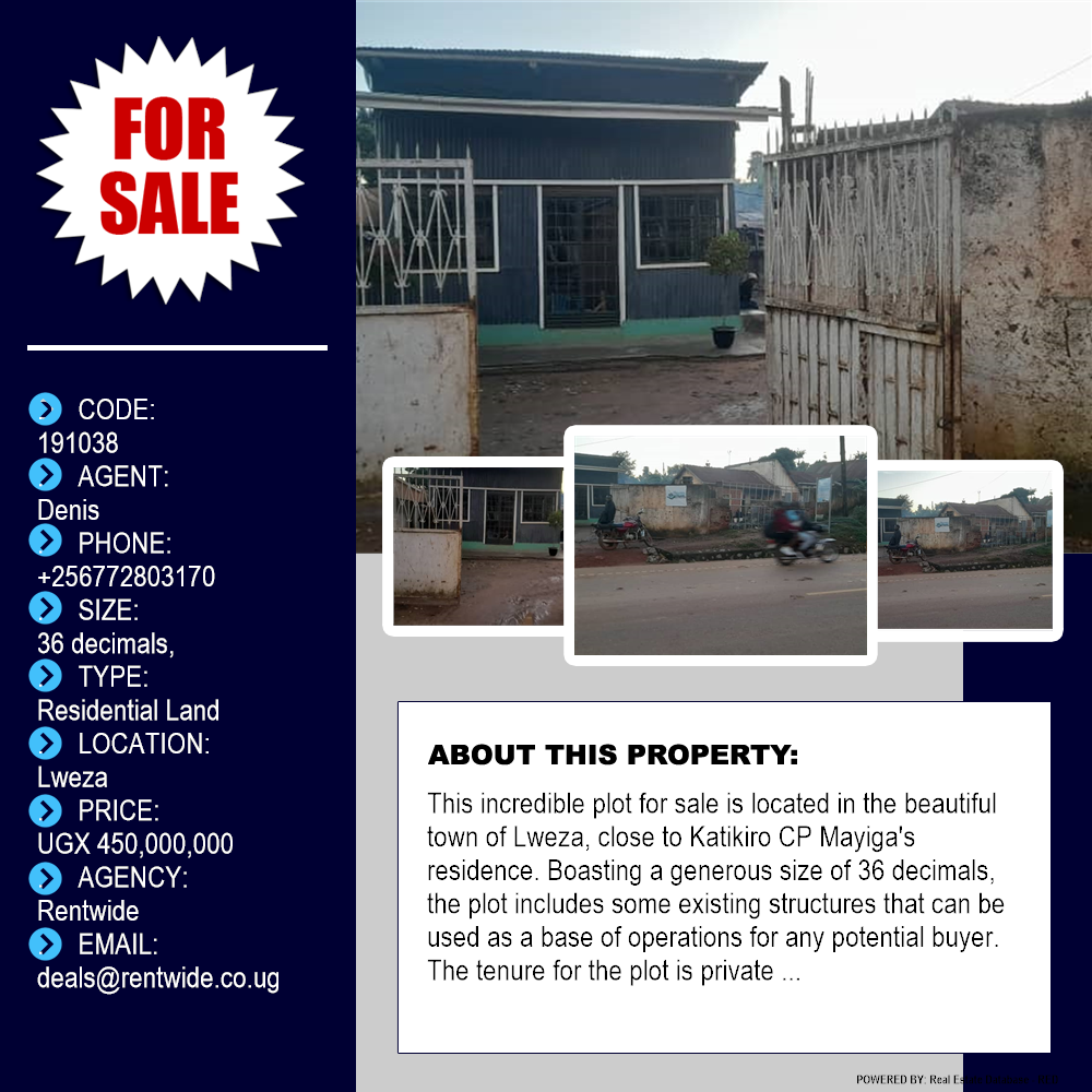 Residential Land  for sale in Lweza Wakiso Uganda, code: 191038