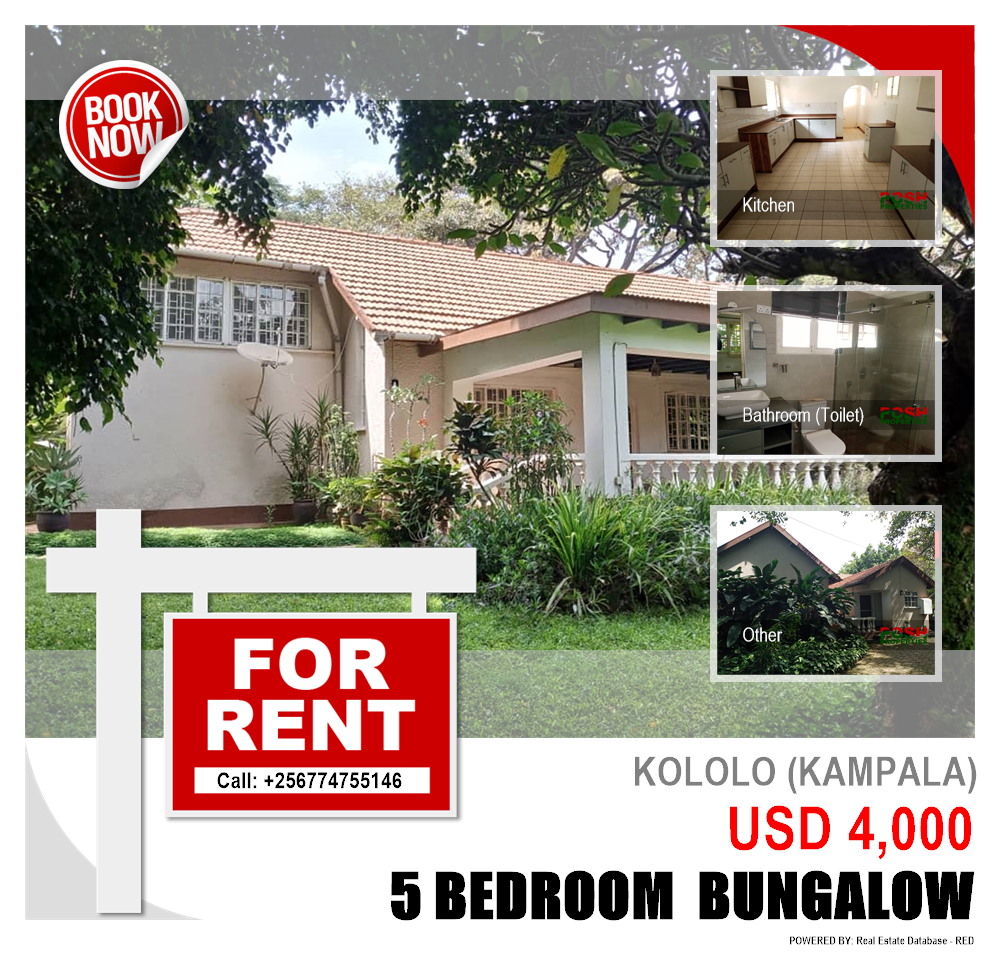 5 bedroom Bungalow  for rent in Kololo Kampala Uganda, code: 191097