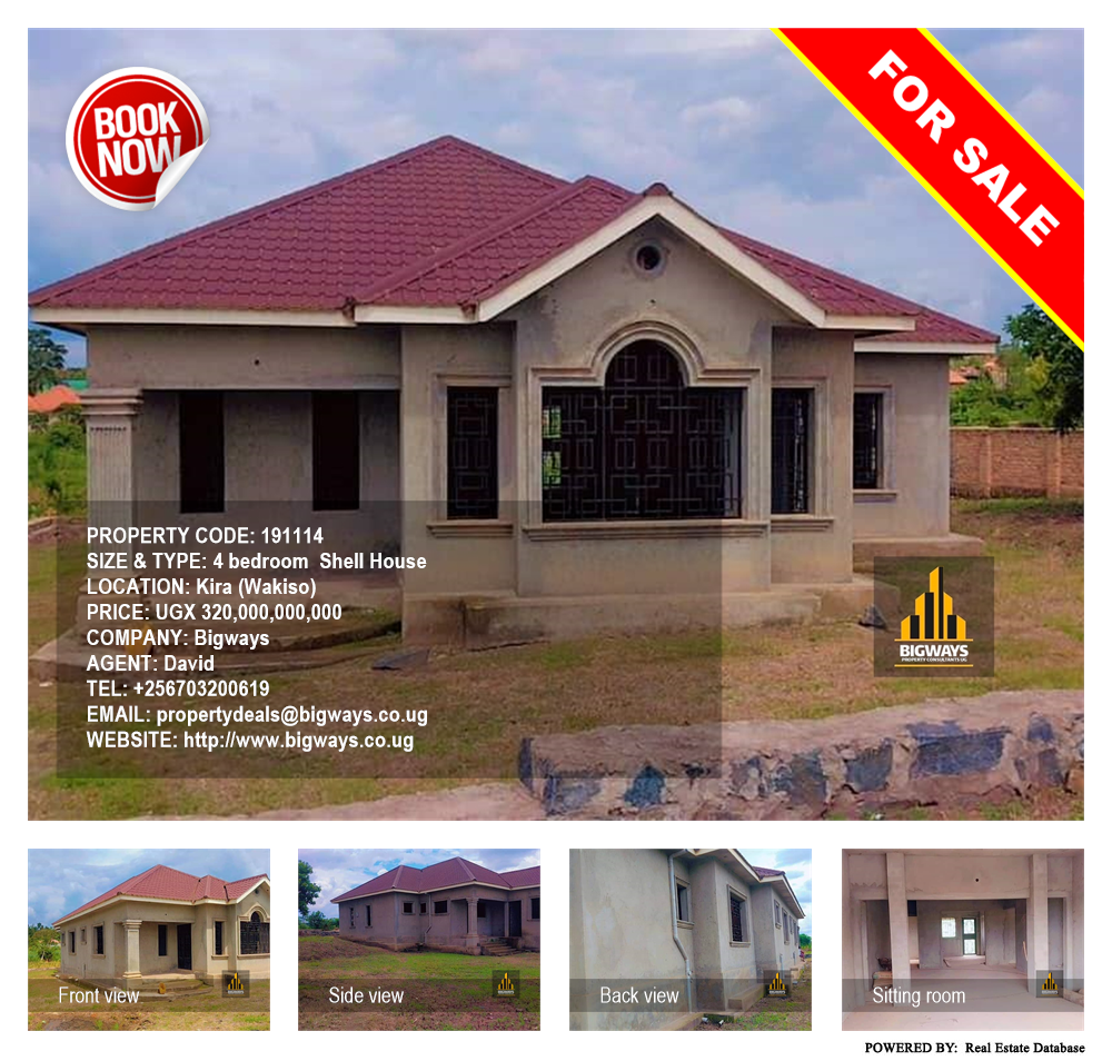 4 bedroom Shell House  for sale in Kira Wakiso Uganda, code: 191114