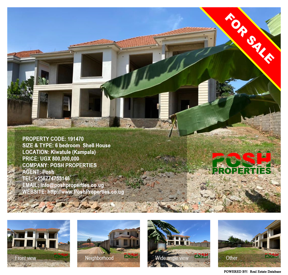 6 bedroom Shell House  for sale in Kiwaatule Kampala Uganda, code: 191470