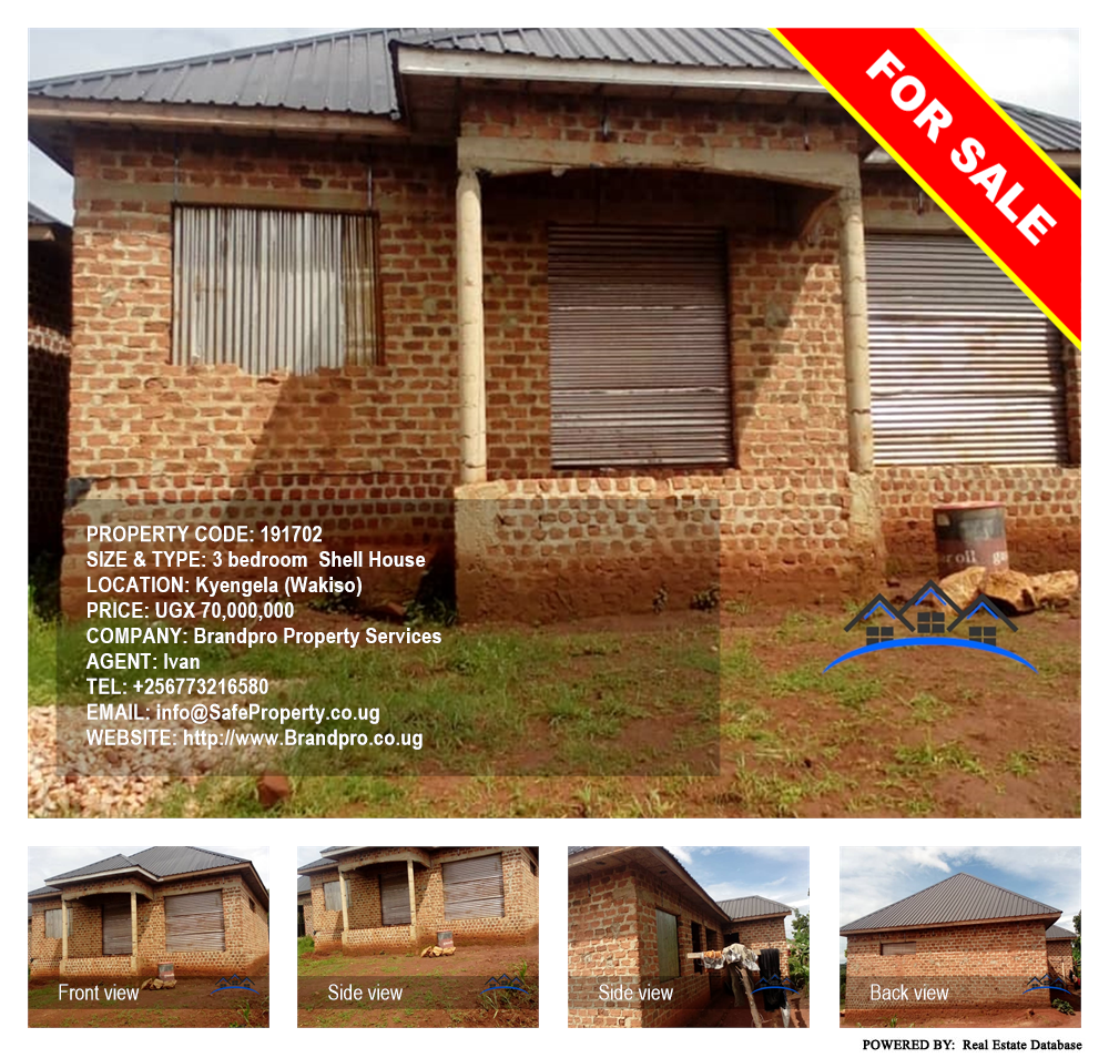 3 bedroom Shell House  for sale in Kyengela Wakiso Uganda, code: 191702