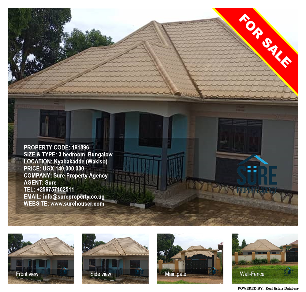 3 bedroom Bungalow  for sale in Kyabakadde Wakiso Uganda, code: 191896