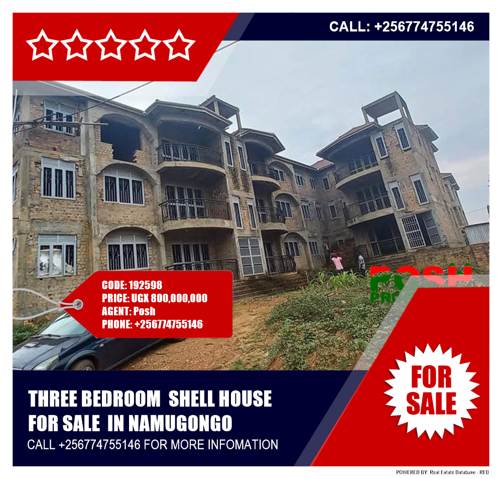 3 bedroom Shell House  for sale in Namugongo Wakiso Uganda, code: 192598