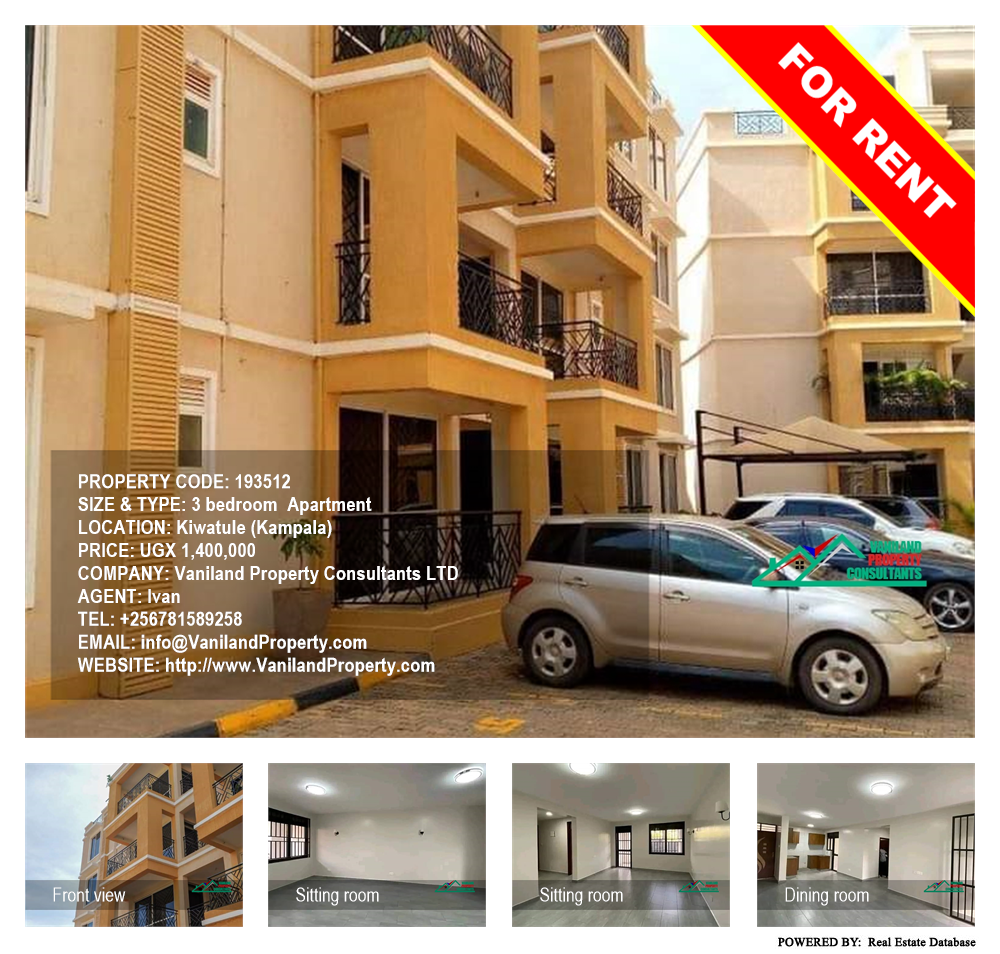 3 bedroom Apartment  for rent in Kiwaatule Kampala Uganda, code: 193512