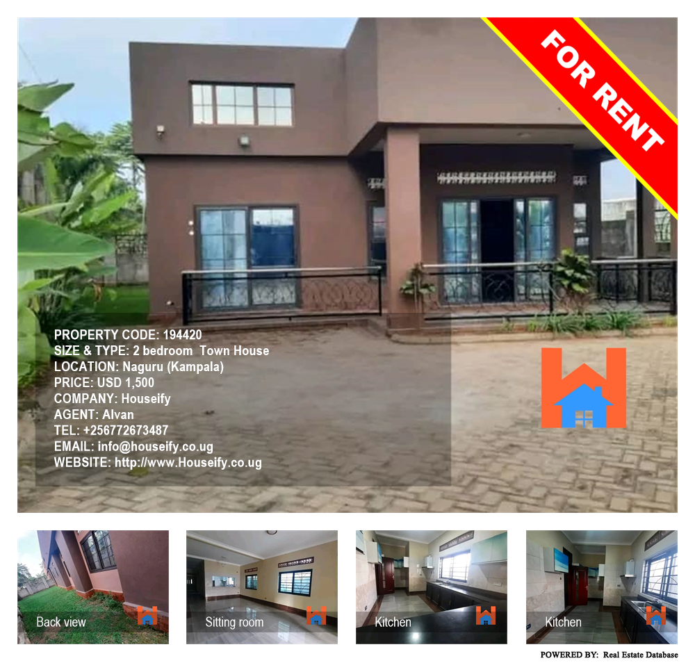 2 bedroom Town House  for rent in Naguru Kampala Uganda, code: 194420