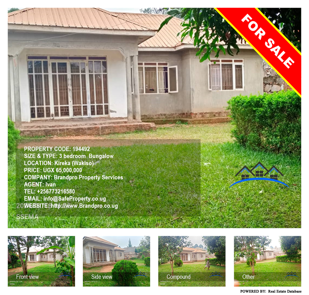 3 bedroom Bungalow  for sale in Kireka Wakiso Uganda, code: 194492