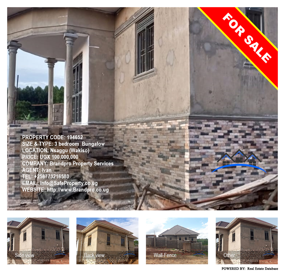 3 bedroom Bungalow  for sale in Nsaggu Wakiso Uganda, code: 194652