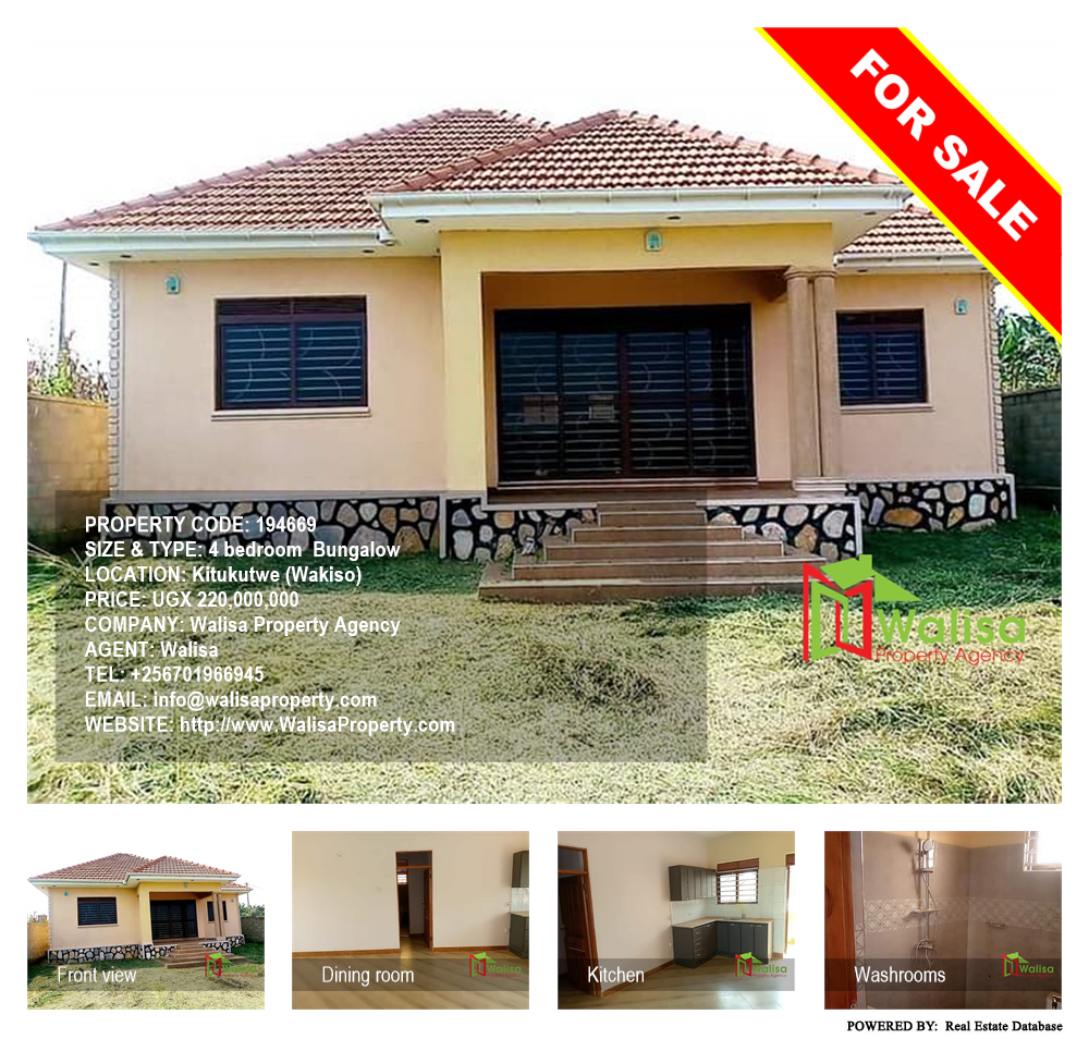 4 bedroom Bungalow  for sale in Kitukutwe Wakiso Uganda, code: 194669