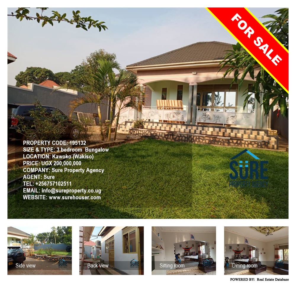 3 bedroom Bungalow  for sale in Kawoko Wakiso Uganda, code: 195132