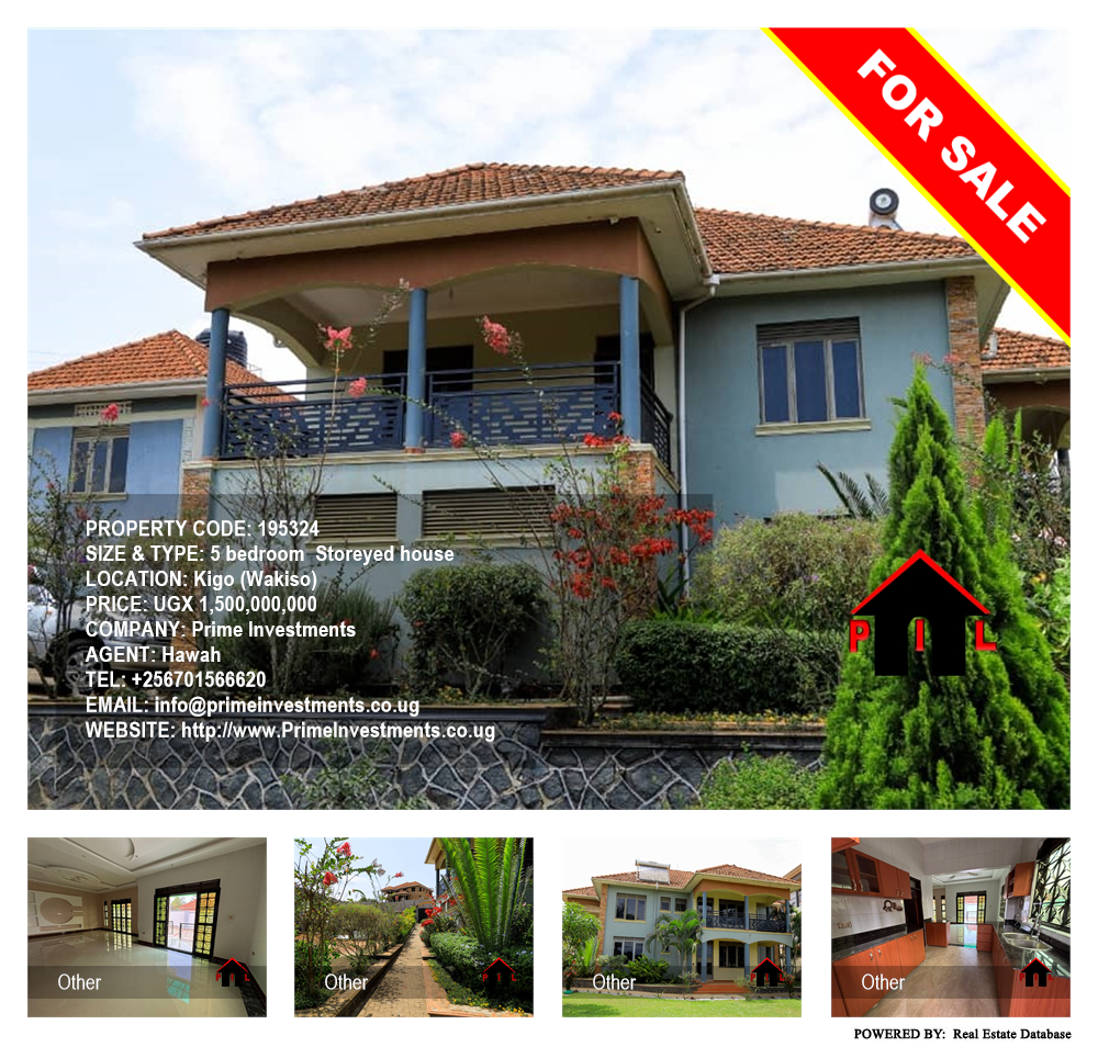 5 bedroom Storeyed house  for sale in Kigo Wakiso Uganda, code: 195324