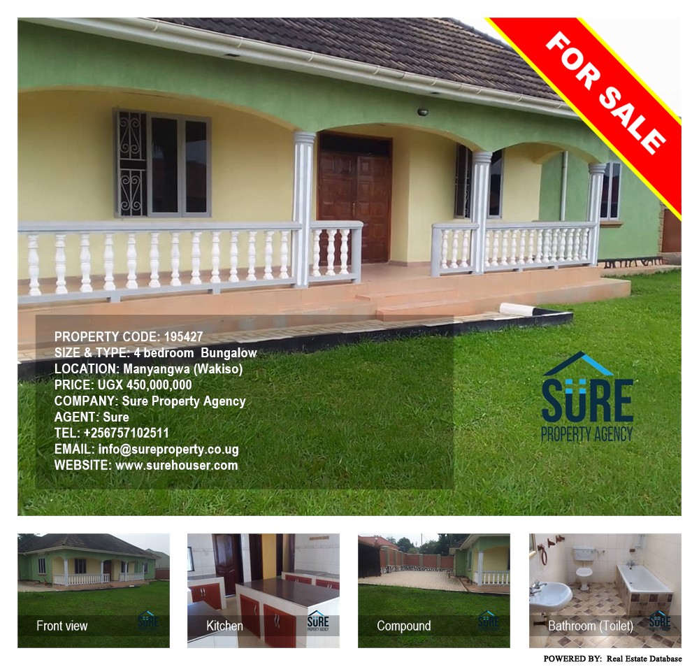 4 bedroom Bungalow  for sale in Manyangwa Wakiso Uganda, code: 195427