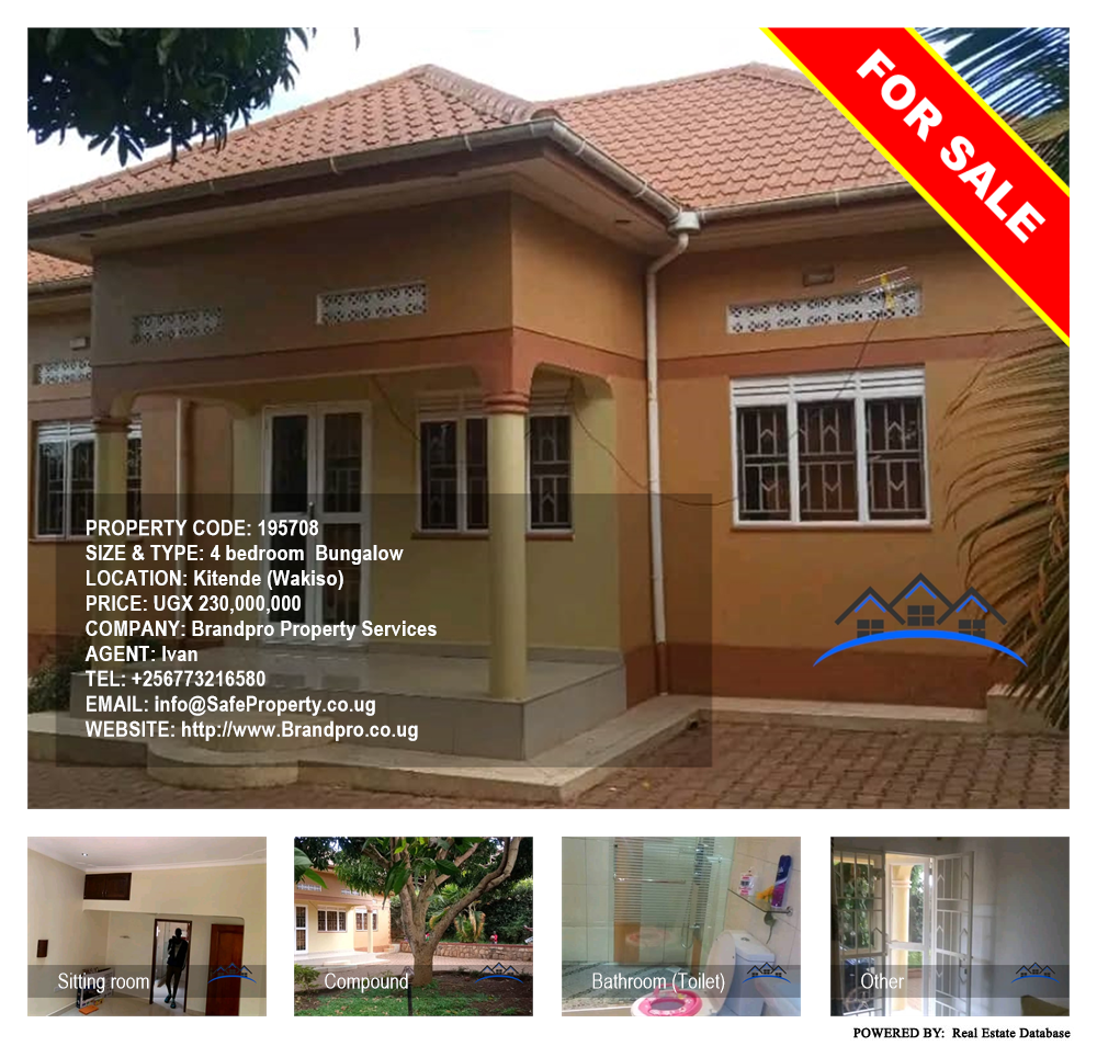 4 bedroom Bungalow  for sale in Kitende Wakiso Uganda, code: 195708