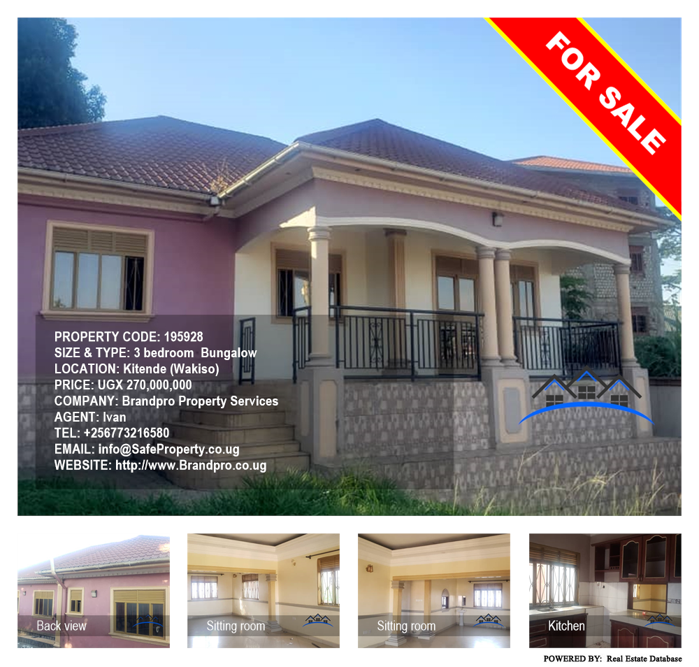 3 bedroom Bungalow  for sale in Kitende Wakiso Uganda, code: 195928