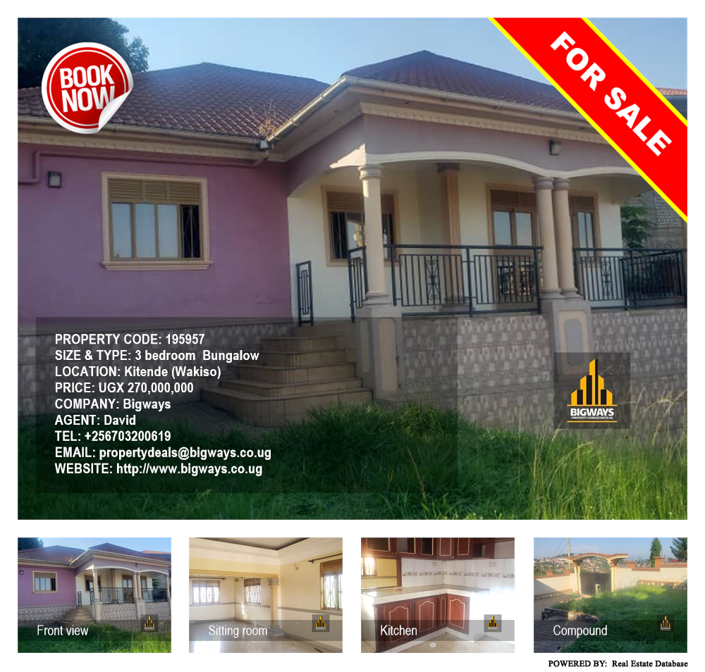 3 bedroom Bungalow  for sale in Kitende Wakiso Uganda, code: 195957