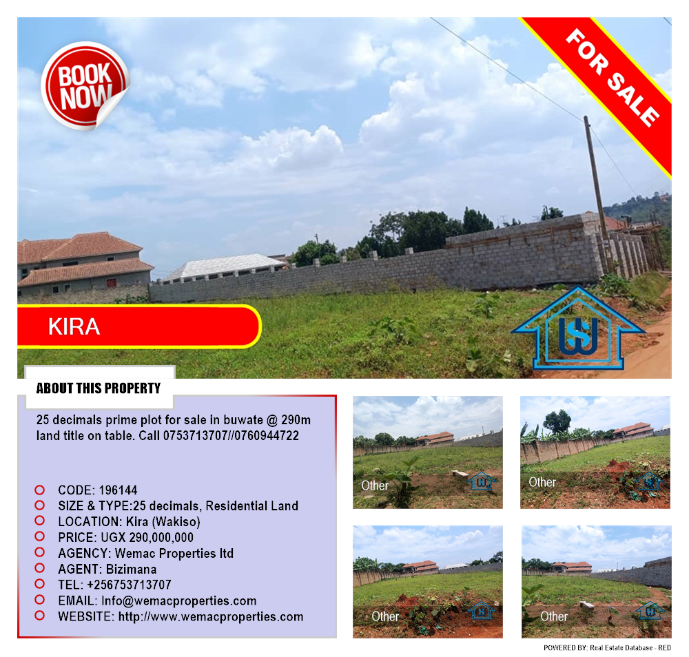 Residential Land  for sale in Kira Wakiso Uganda, code: 196144