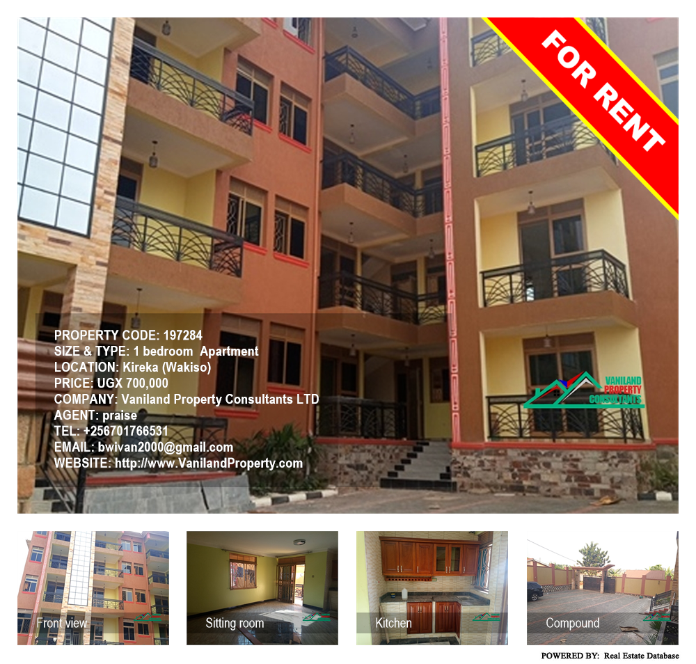 1 bedroom Apartment  for rent in Kireka Wakiso Uganda, code: 197284