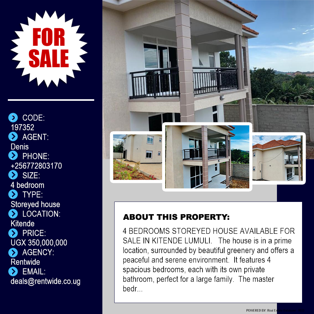 4 bedroom Storeyed house  for sale in Kitende Wakiso Uganda, code: 197352