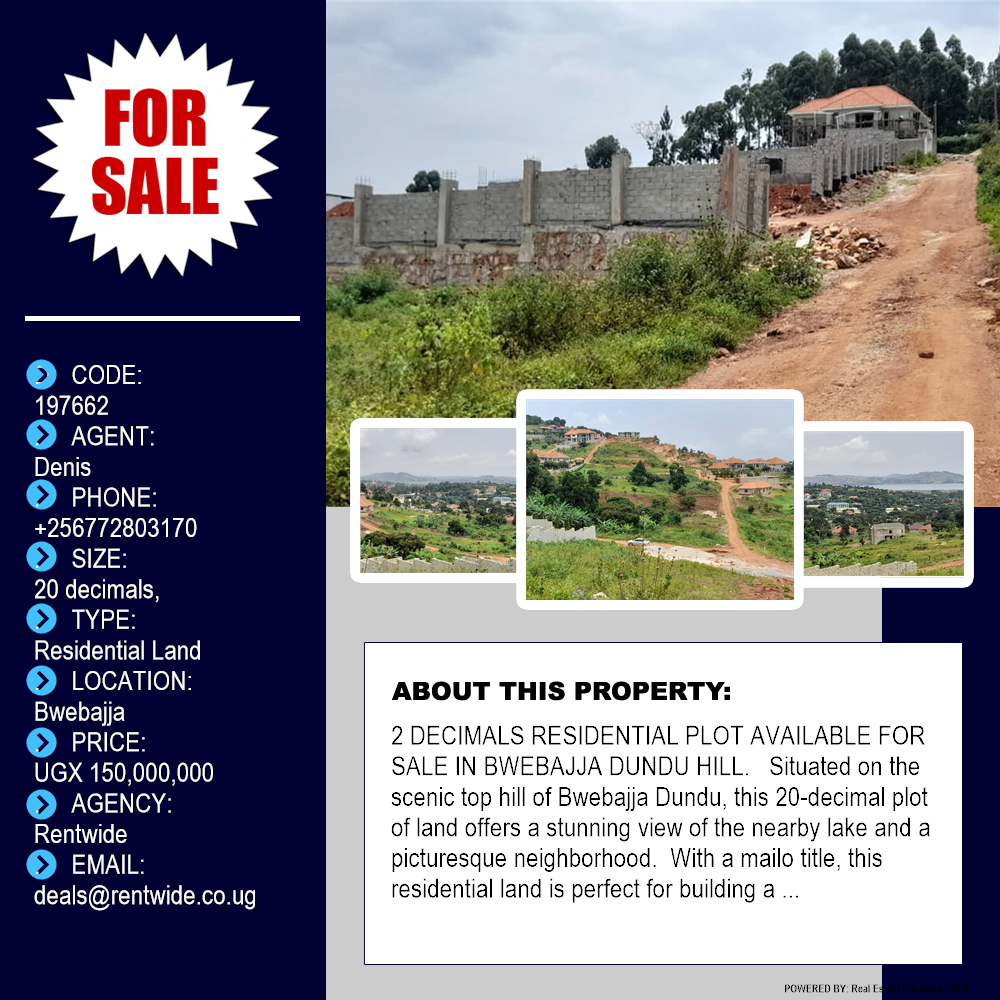 Residential Land  for sale in Bwebajja Wakiso Uganda, code: 197662