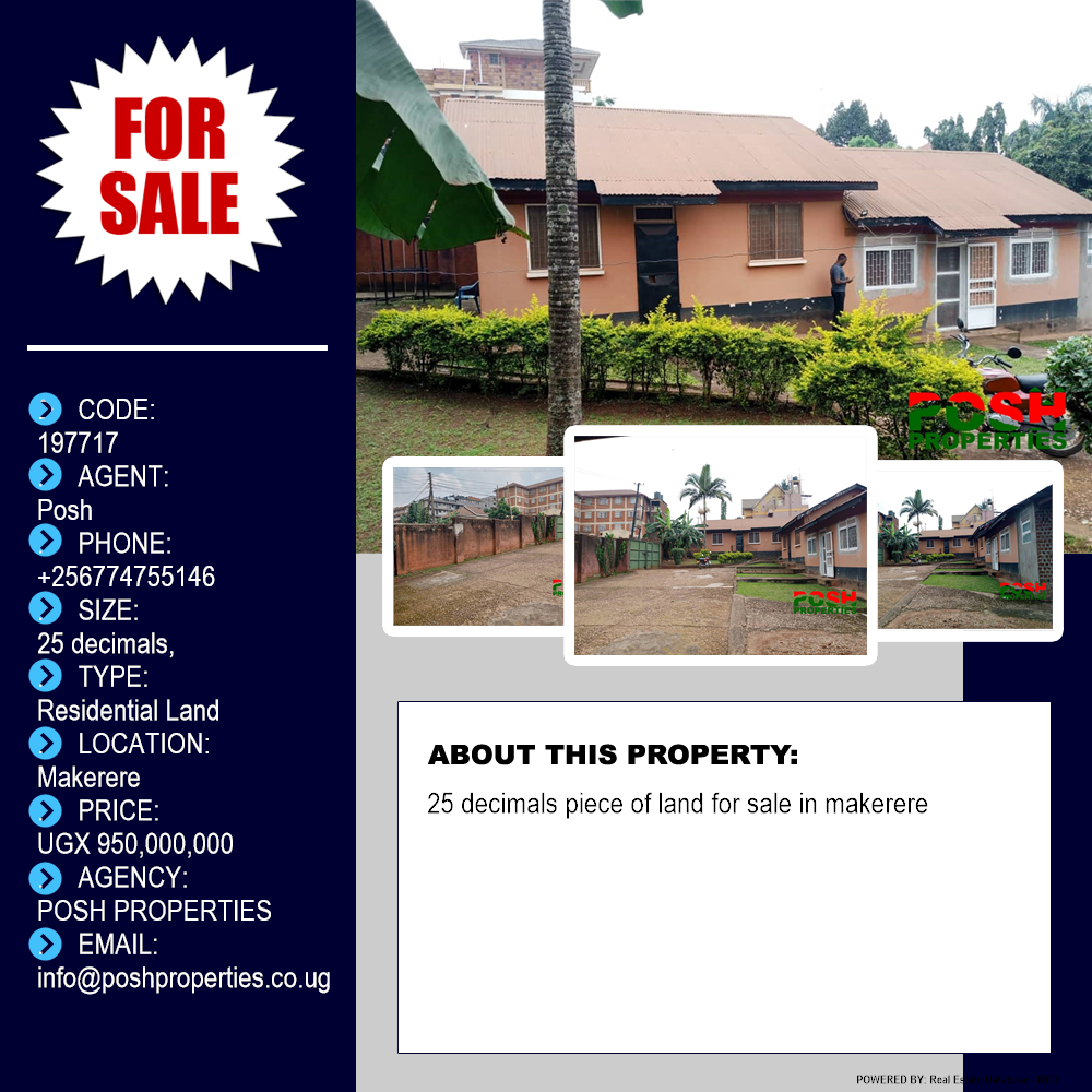 Residential Land  for sale in Makerere Kampala Uganda, code: 197717